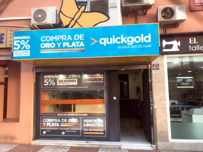 Tienda Quickgold Roquetas de Mar, especialista en compra de oro Fachada de Quickgold Roquetas de Mar en Carretera de Alicún, 22