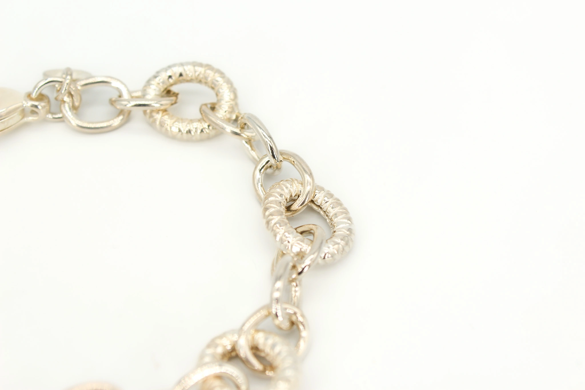 Pulsera de plata 925 forzada con eslabones alternados — vista alternativa