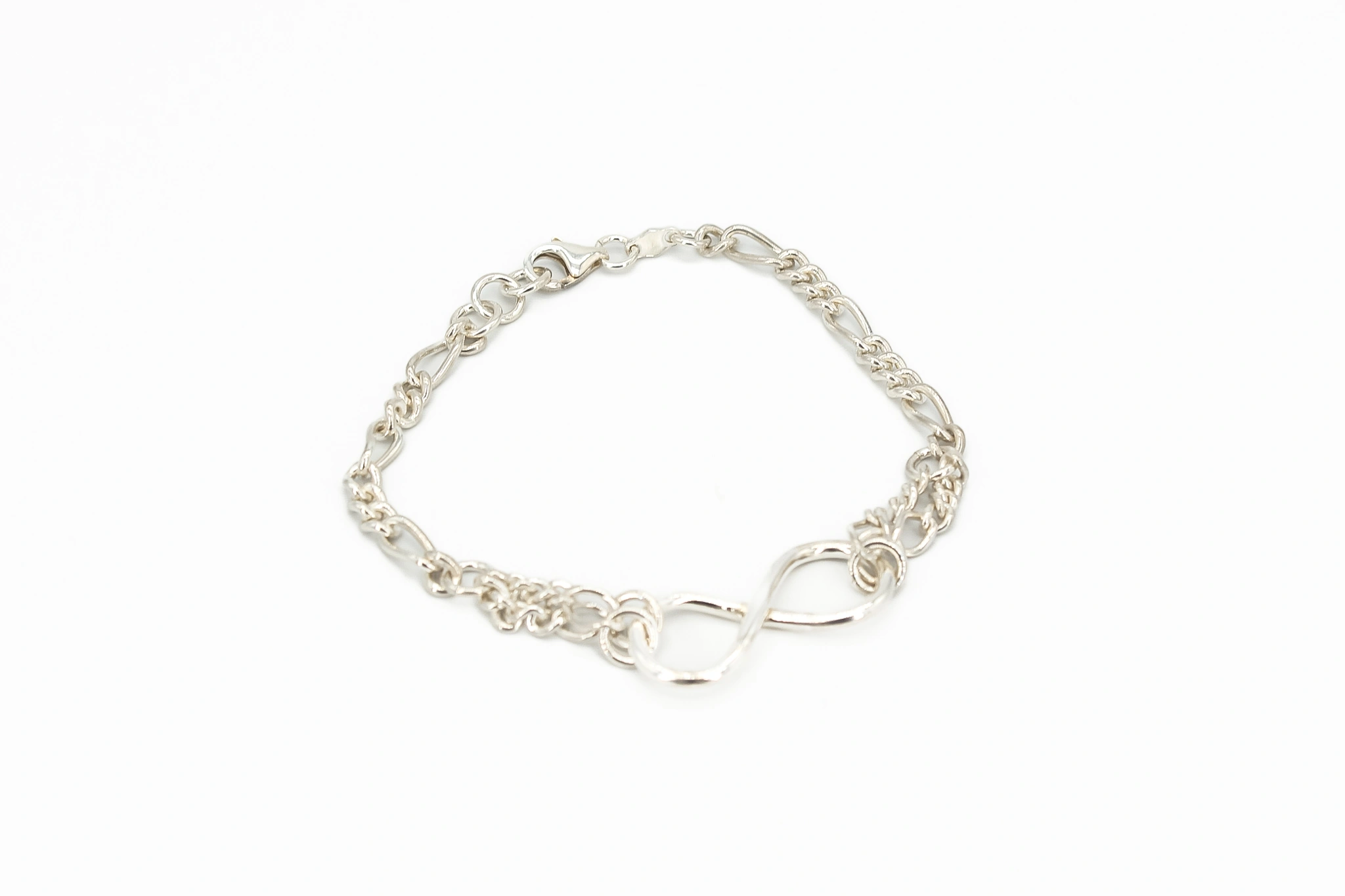 Pulsera de plata 925 Fígaro con infinito