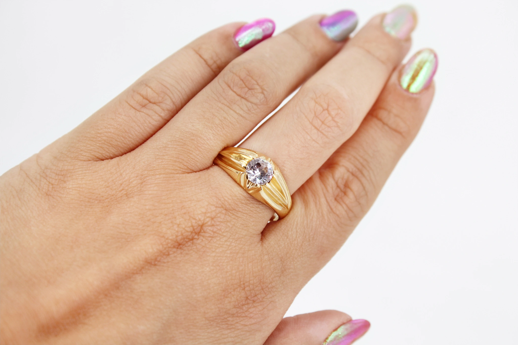 Anillo de oro 18K con circonita — foto 3