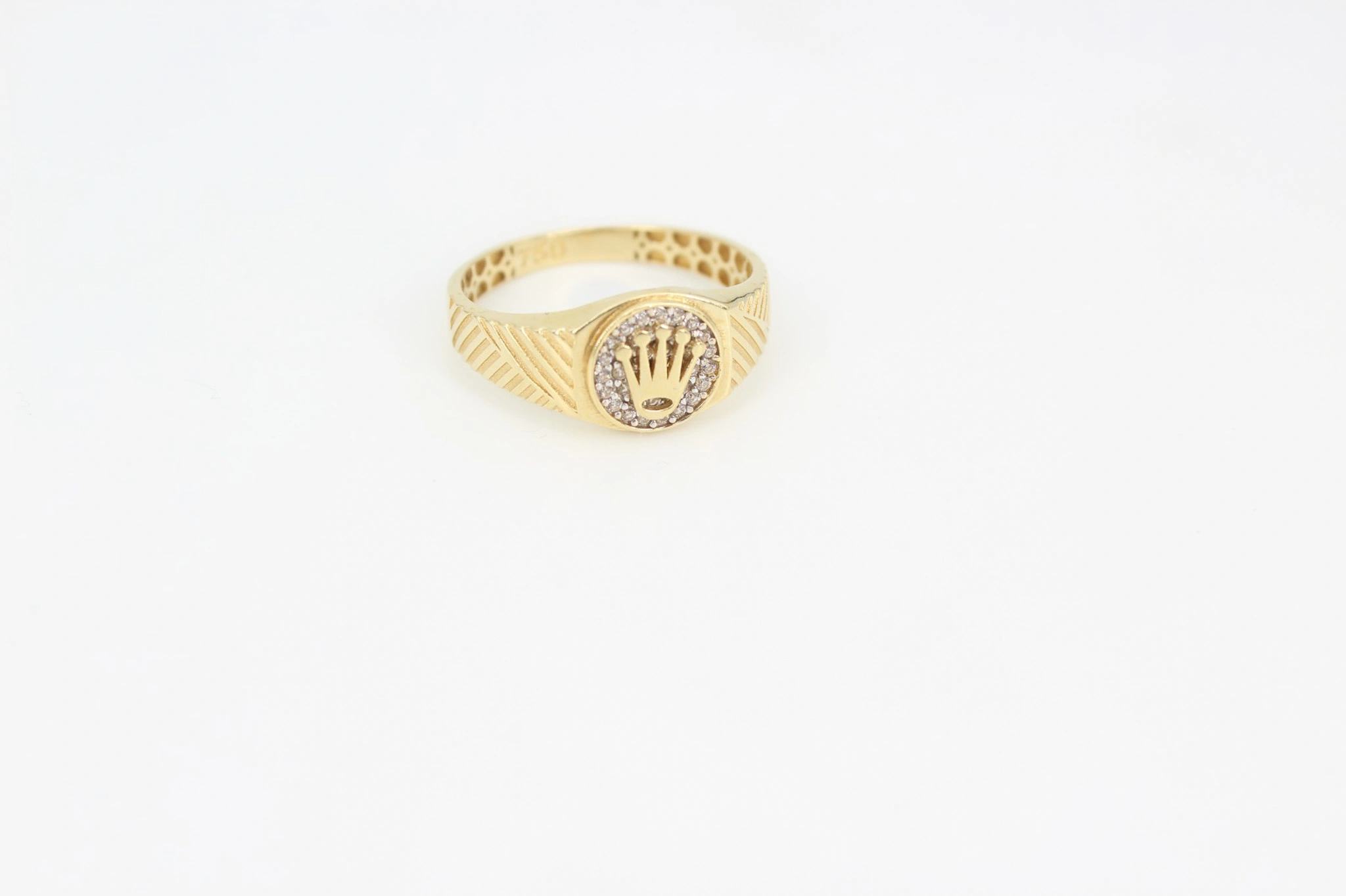 Anillo de oro corona con circonitas 18K