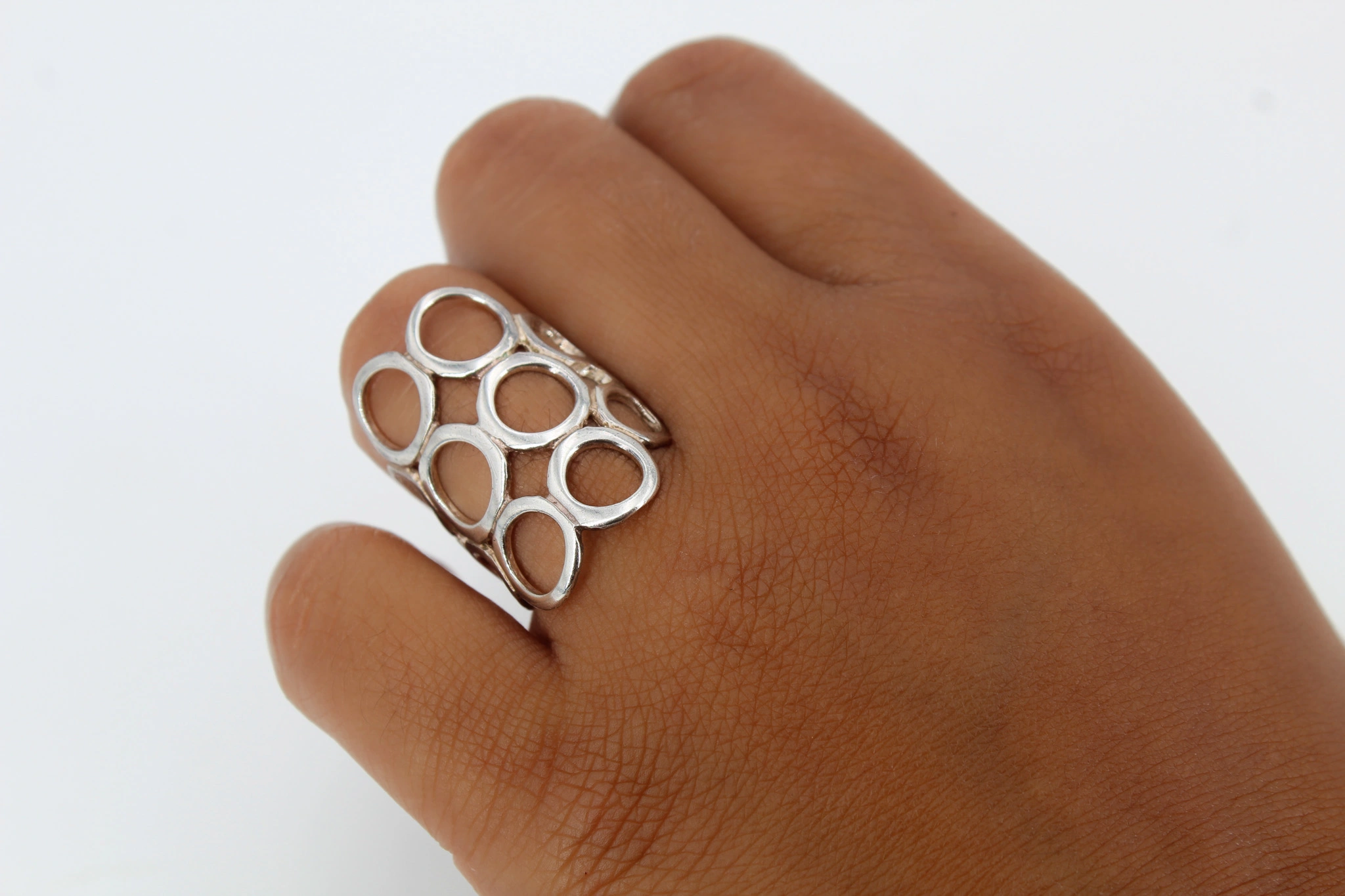 Anillo de plata 925 calado geométrico — foto 3