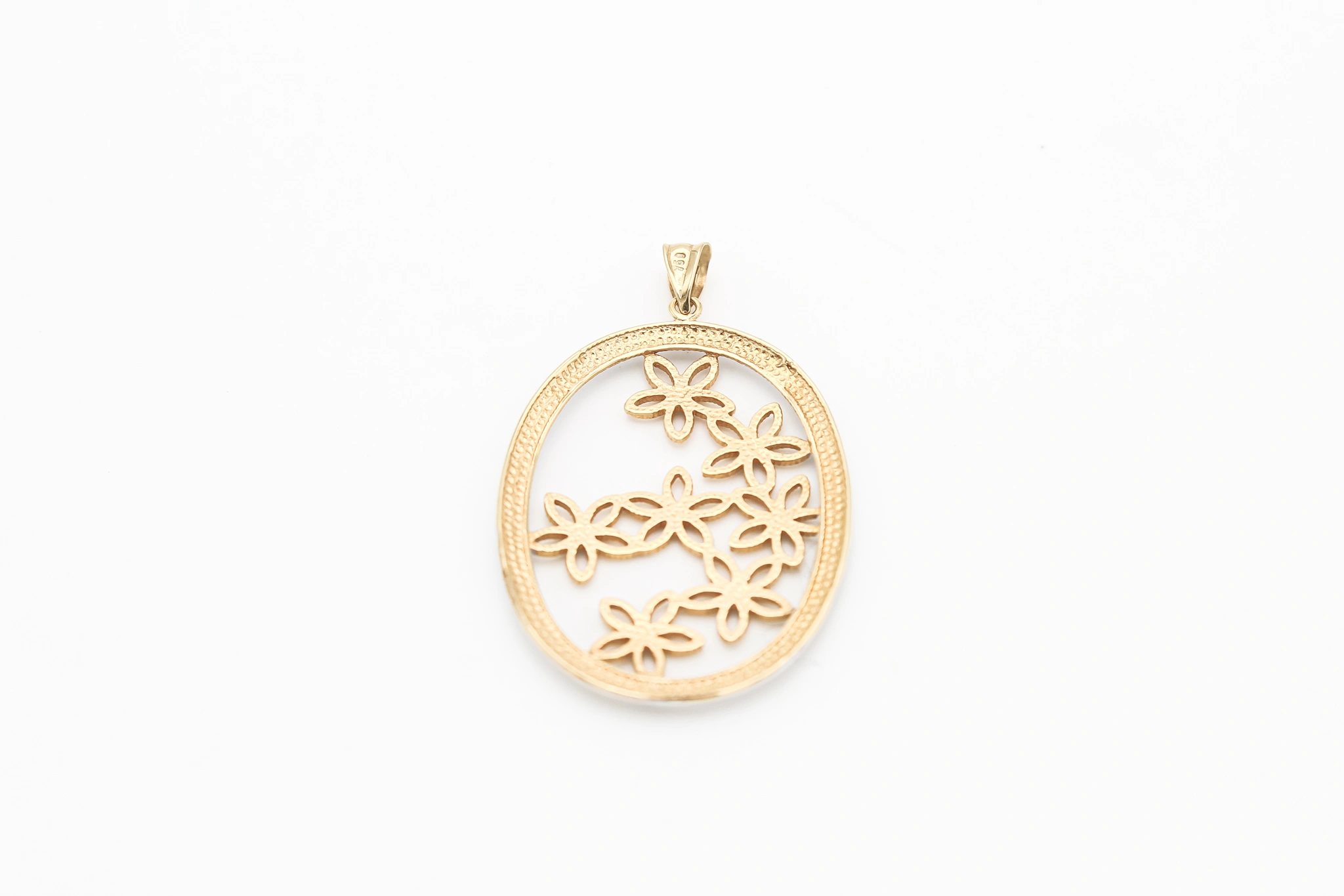 Colgante forma de flor de oro combinado 18K — vista alternativa